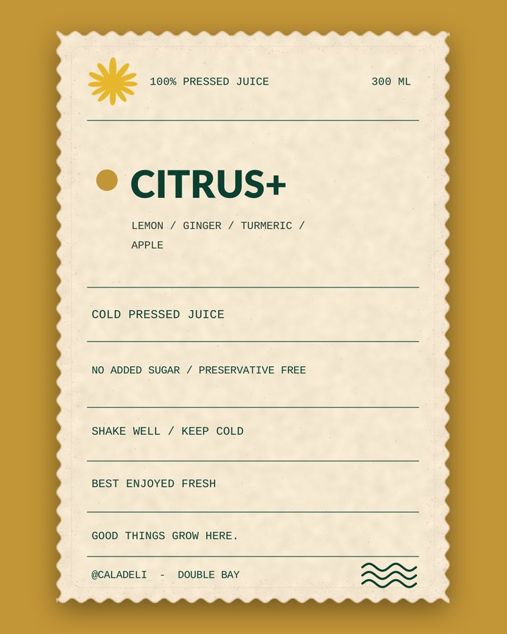 Citrus+ — pressed juice label